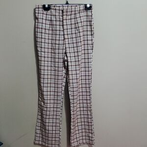 Romwe Plaid Flare Pants Size 6